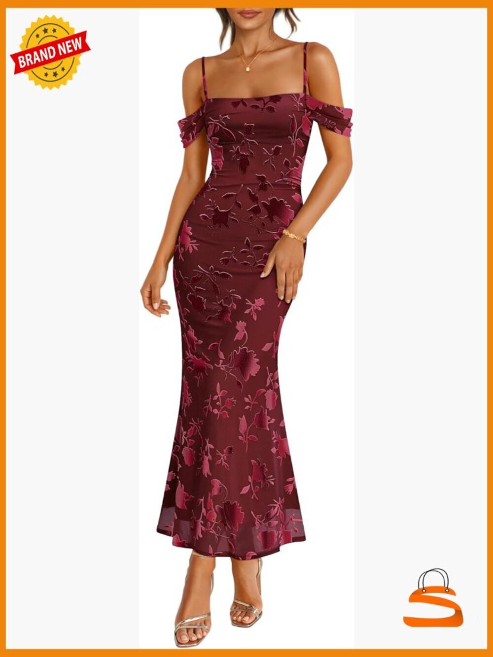 Sleeveless Floral Bodycon Maxi Dress Spaghetti Strap Wedding Guest Party